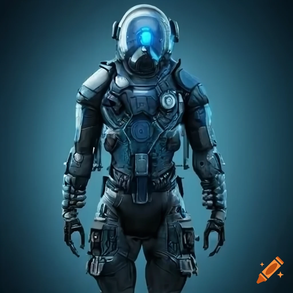 Cyberpunk assassin in high-tech armor