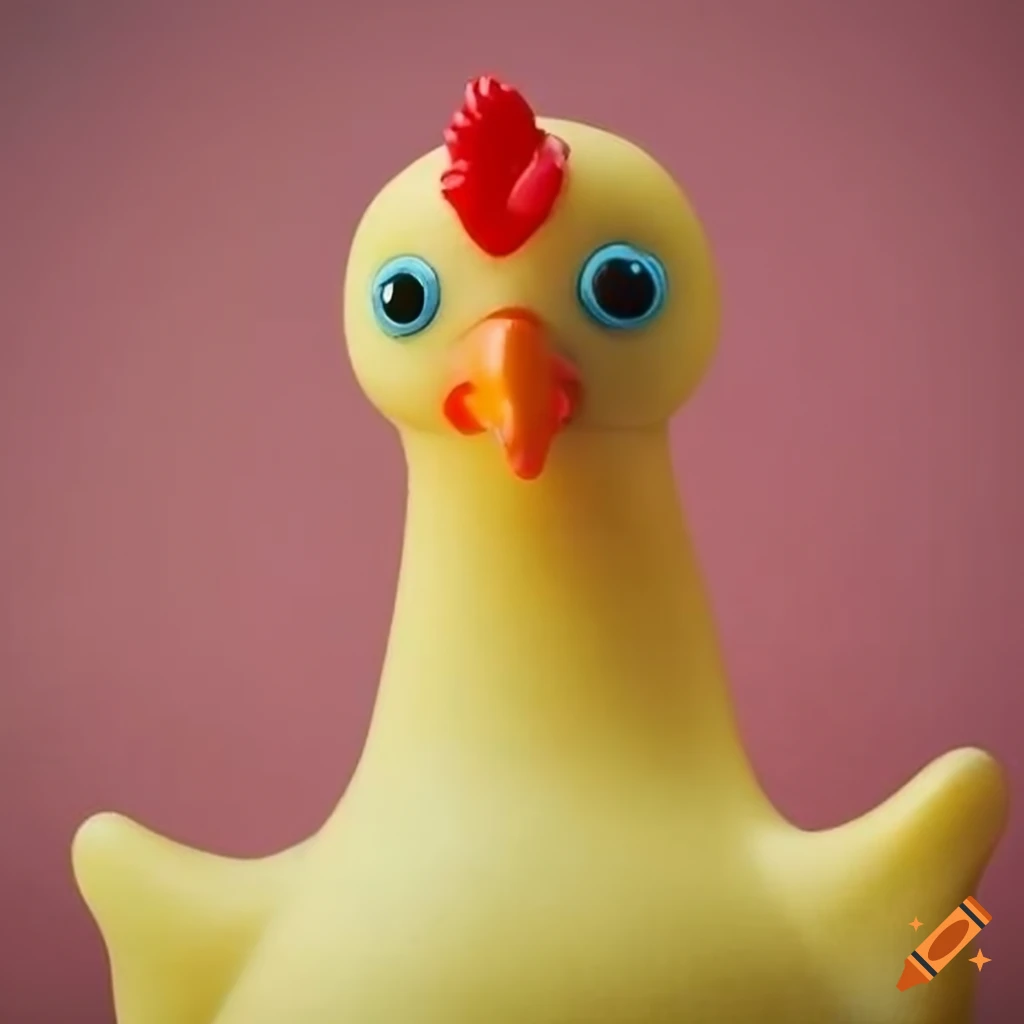 Factory producing rubber chickens on Craiyon