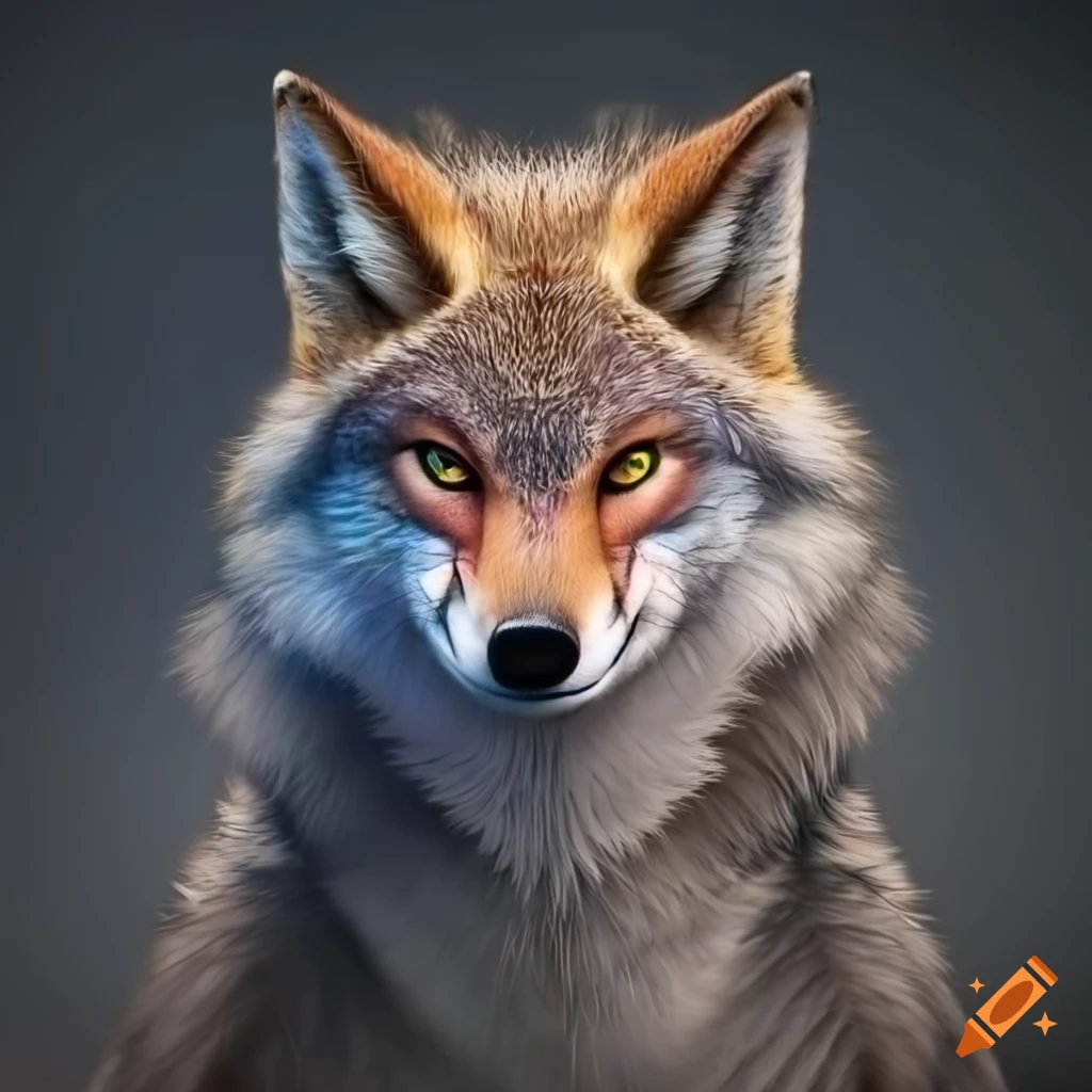 digital art of a dragon-fox-wolf hybrid with realistic features