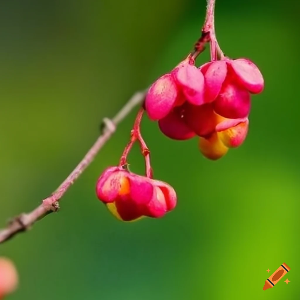 red fruit of Euonymus europaeus plant