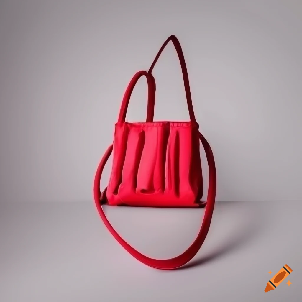 red abstract bag with creasy shapes