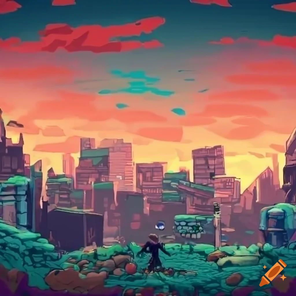 City Scape For A 2d Platformer Game On Craiyon