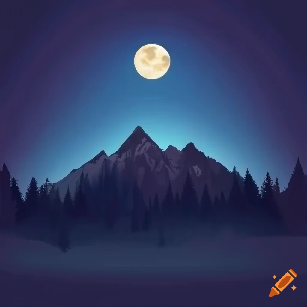 moonlit snowy mountain landscape