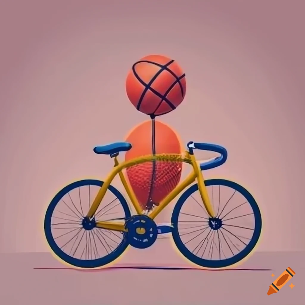 Cartoon Logo Of A Road Bike With Basketball Wheels On Craiyon