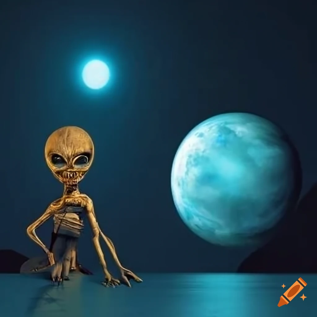 alien observing a city at night from his spaceship