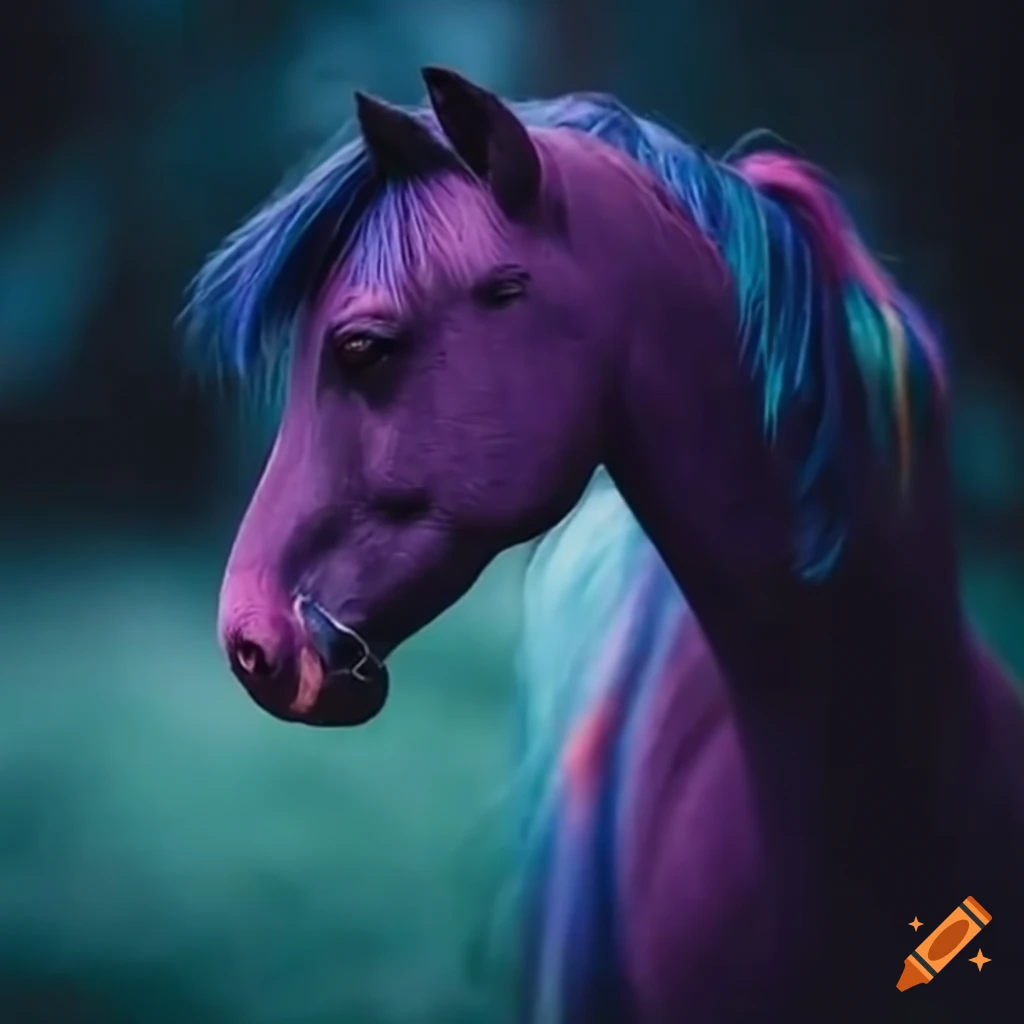 Real horse with twilight sparkle colors on Craiyon