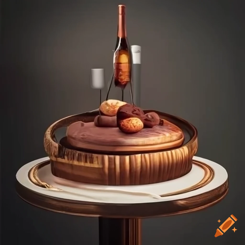 surrealist pastries and intricate wine glasses on a table