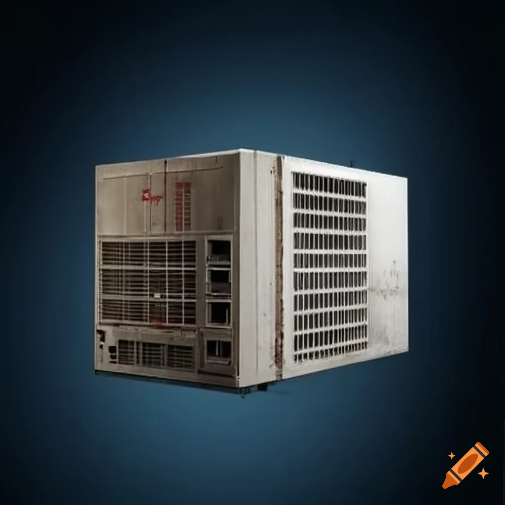 Vintage giant air conditioning units in a horizontal view