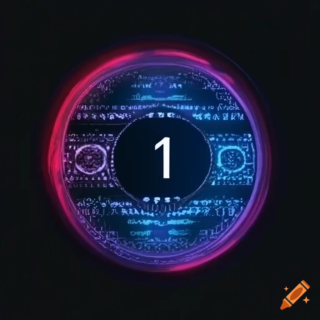 Circle with number 1 inside representing html code on Craiyon