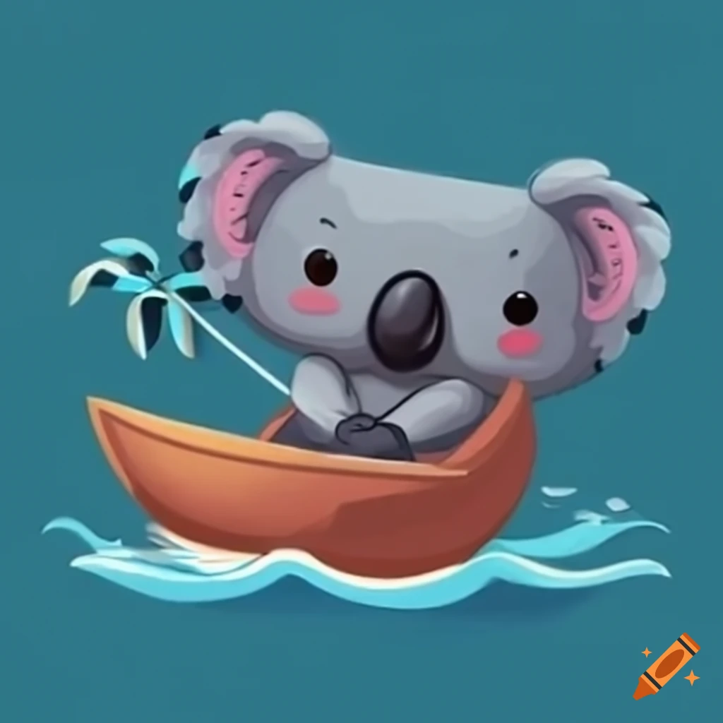 koala playing with a sailboat