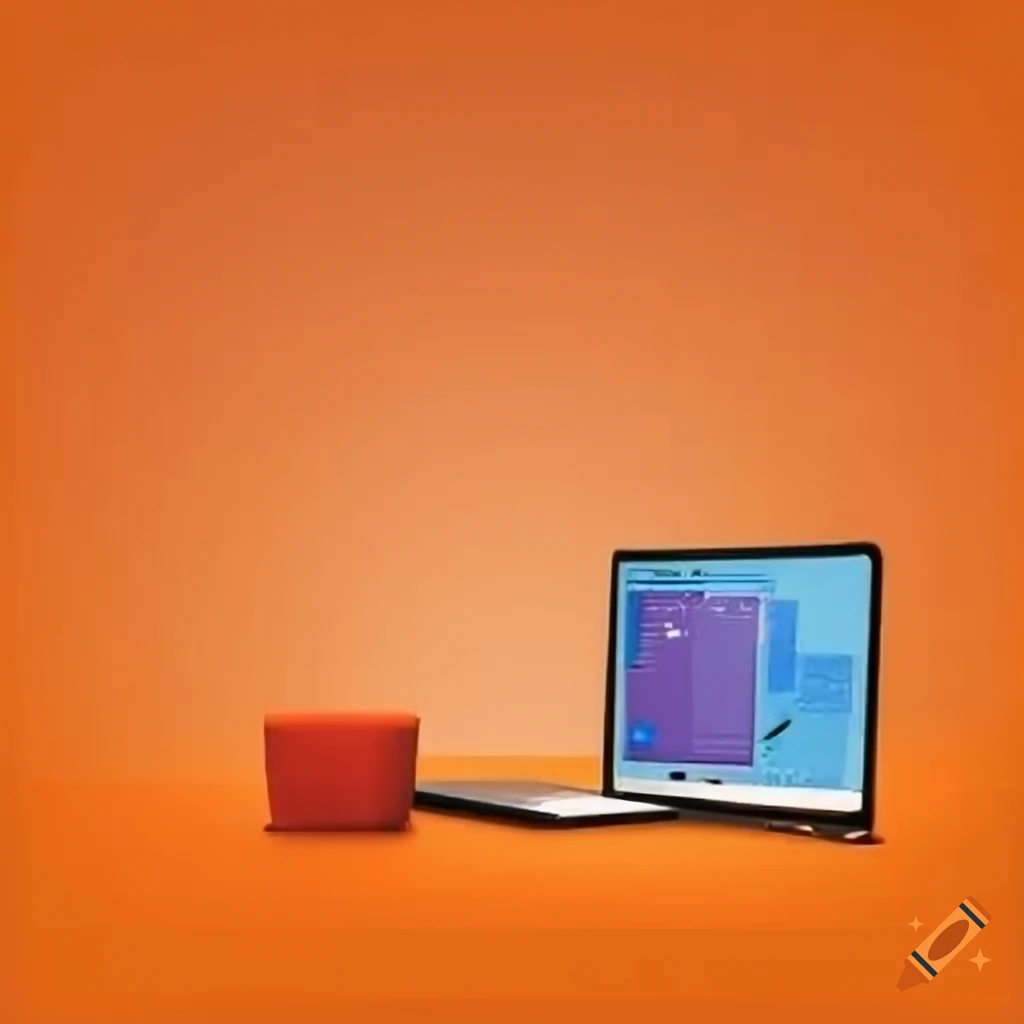 Horizontal orange technology and computer images for google classroom