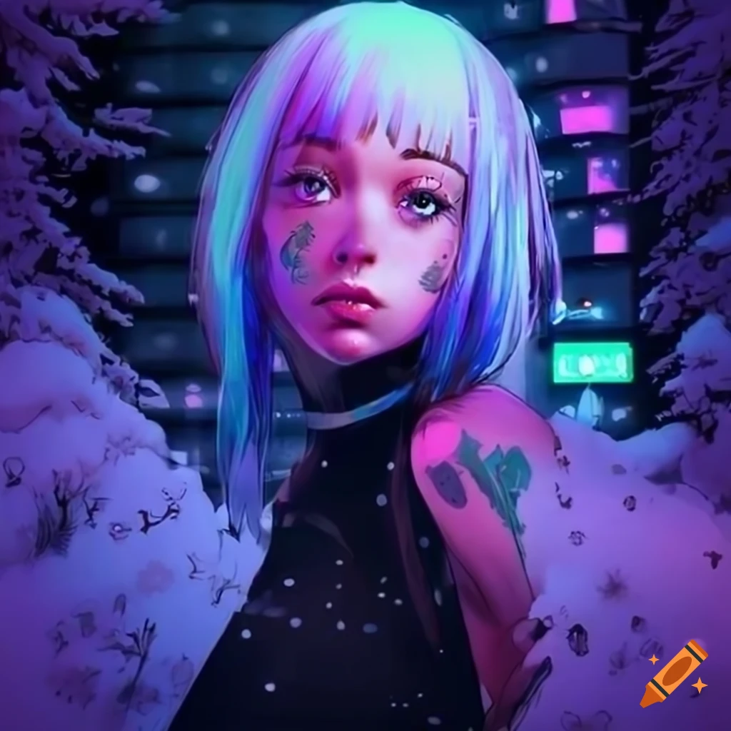 Realistic Artwork Of A Futuristic Cyberpunk Girl With Pastel Hair On Craiyon 9709