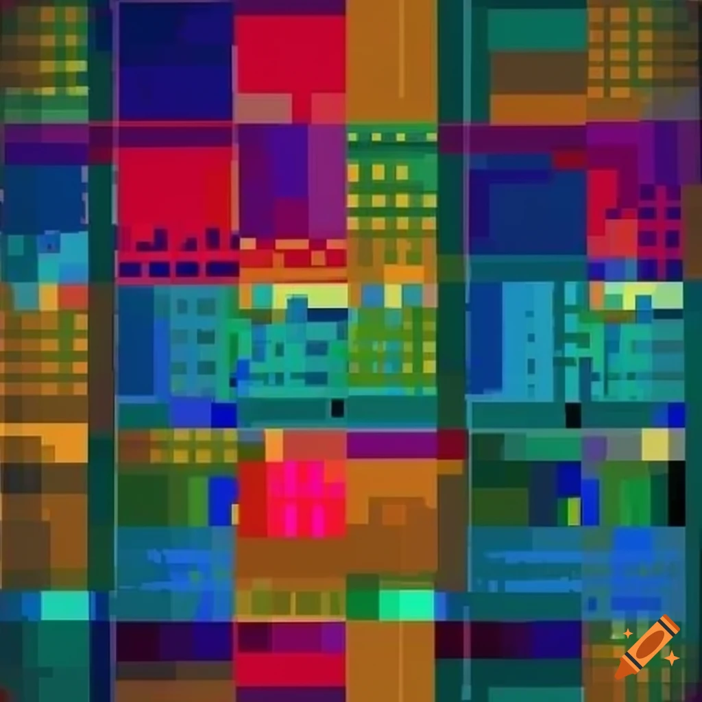 Abstract pixel art of exploring pixelated universes on Craiyon