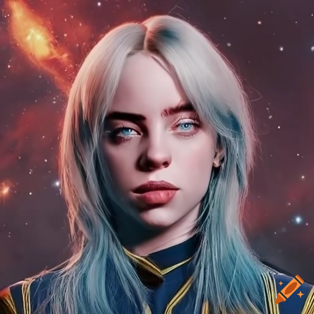 Billie eilish as star trek discovery character in space on Craiyon