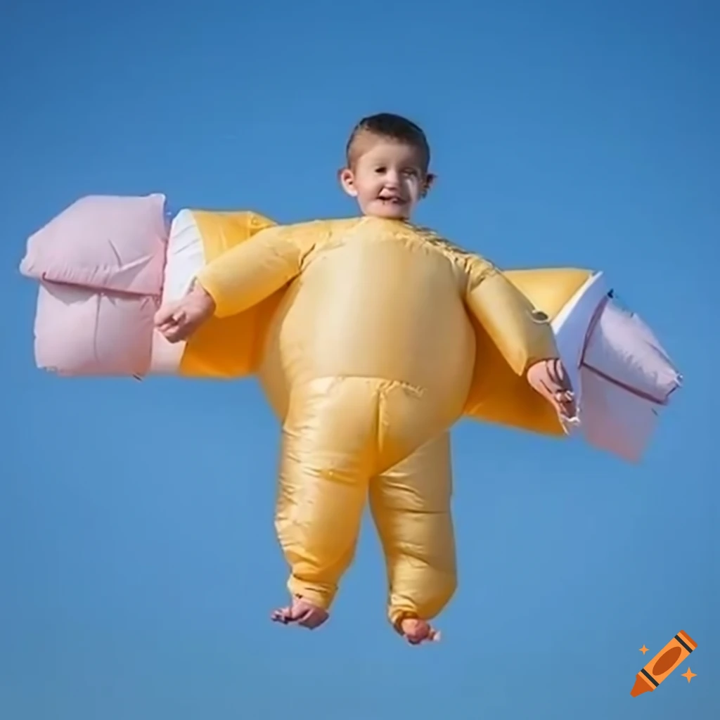 Child wearing an inflatable eagle costume on Craiyon