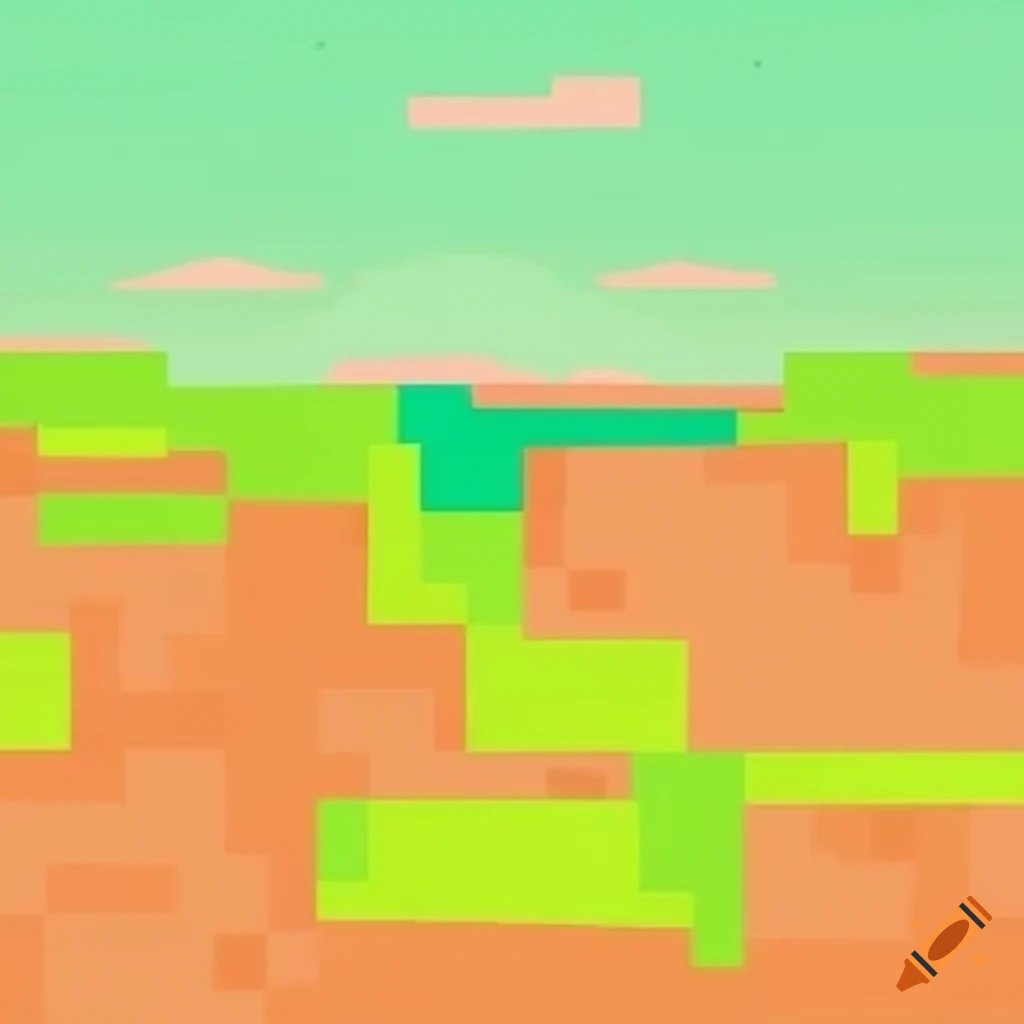 retro style blocky landscape