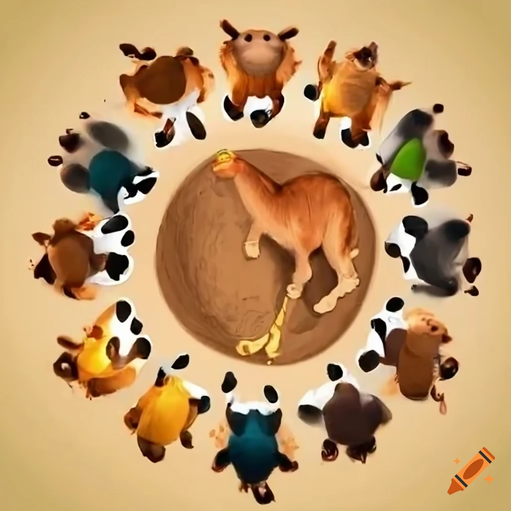 Animals forming a circle on Craiyon
