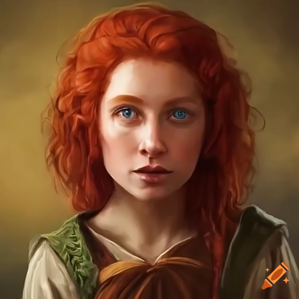 Image of a red-haired hobbit scholar on Craiyon