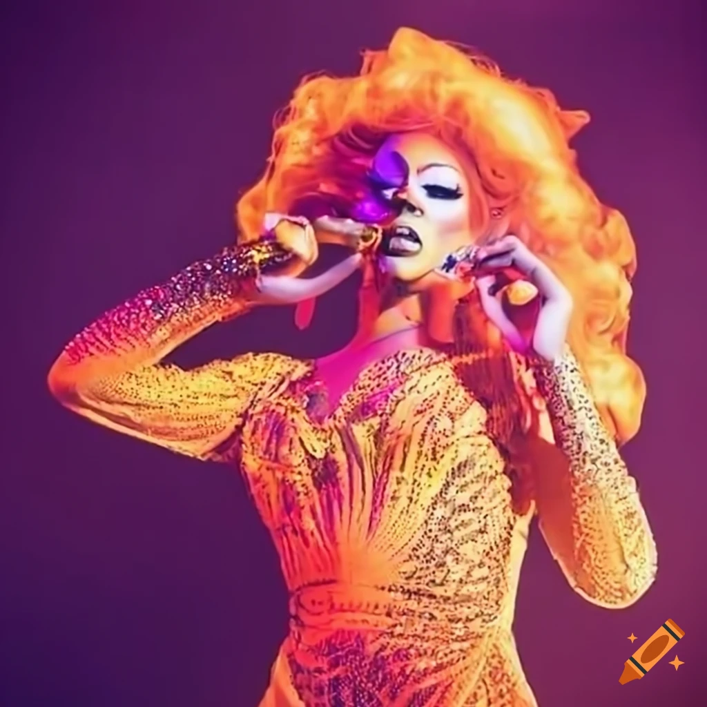 Fierce african-american drag queen on stage