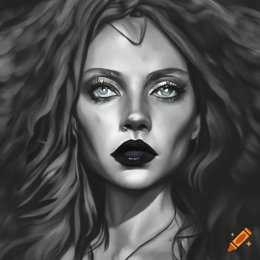 Impressive black and white portrait of lilith