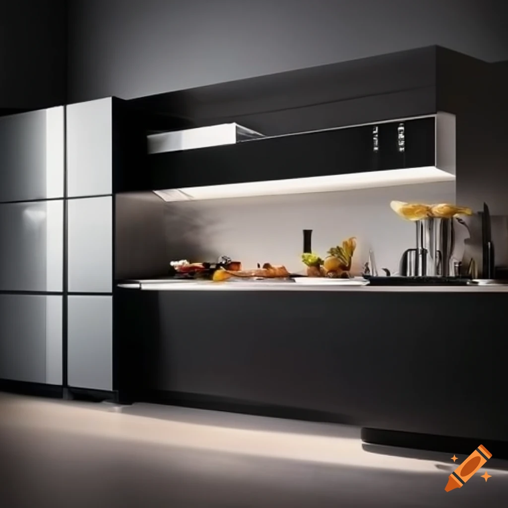 Panorama of a modern equipped kitchen on Craiyon