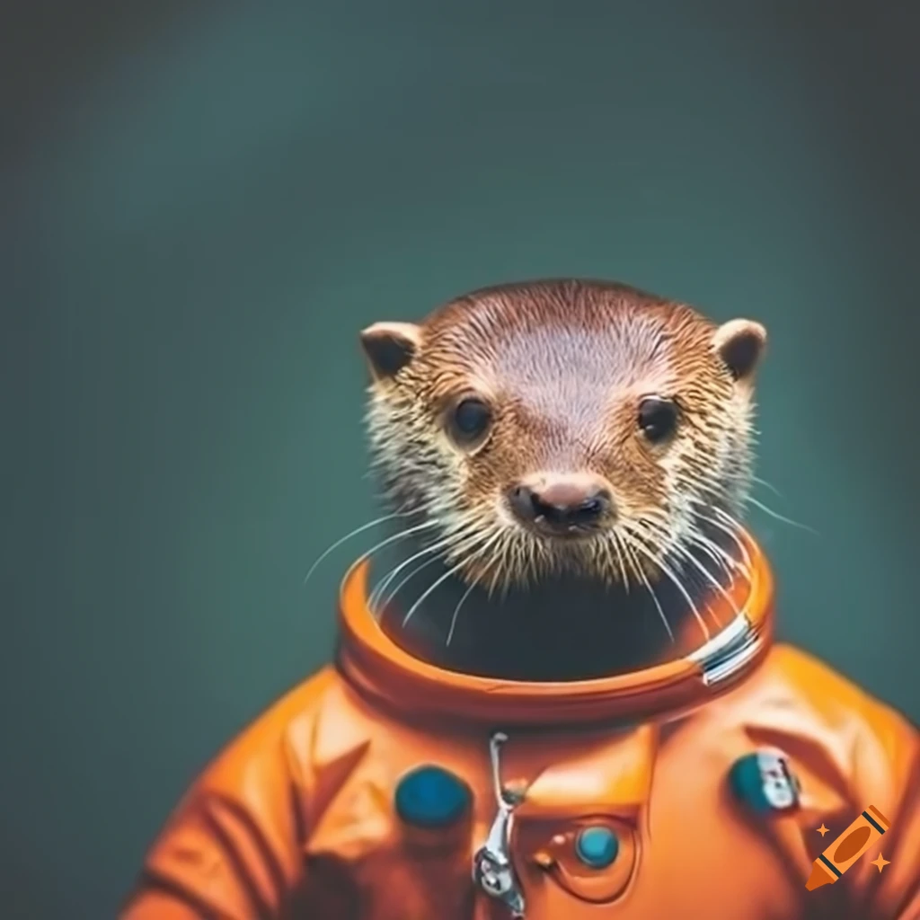 Otter in orange space suit