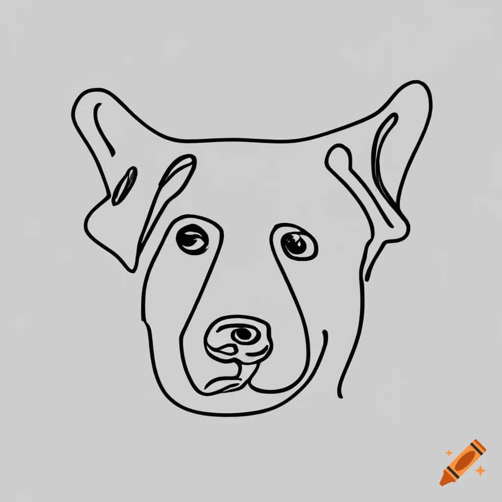 dynamic thin single-line dog face drawing