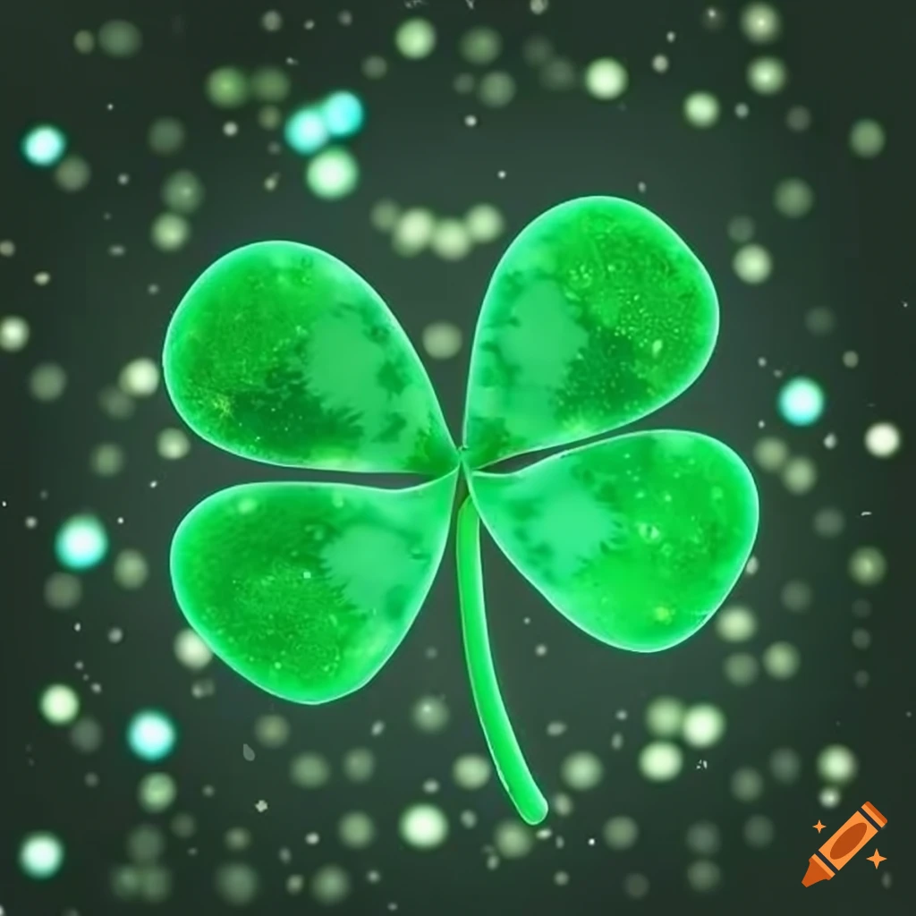 Fluorescent green lucky clover on white background on Craiyon