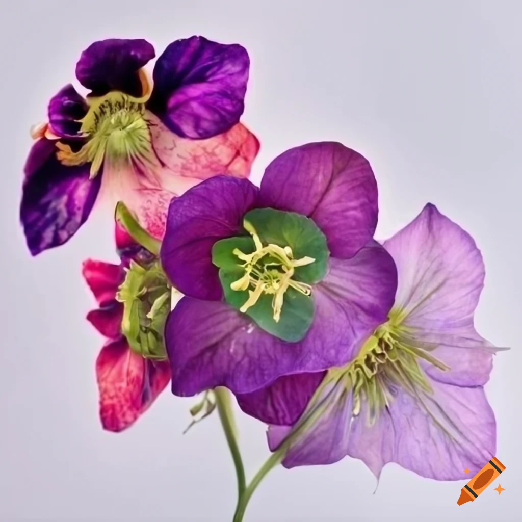 Pressed flowers arrangement on white background on Craiyon