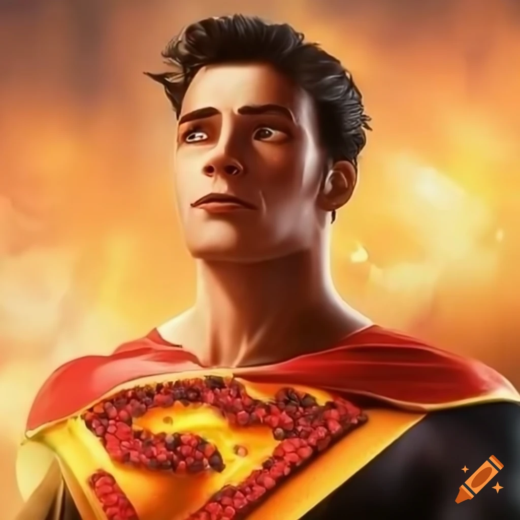 realistic portrayal of a handsome superhero with papaya soap
