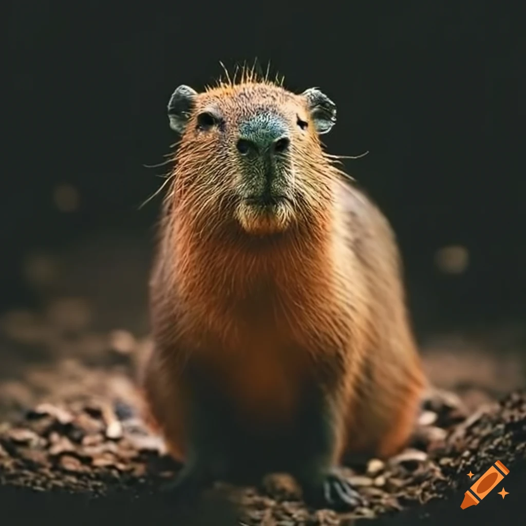 capybara sitting on gravel