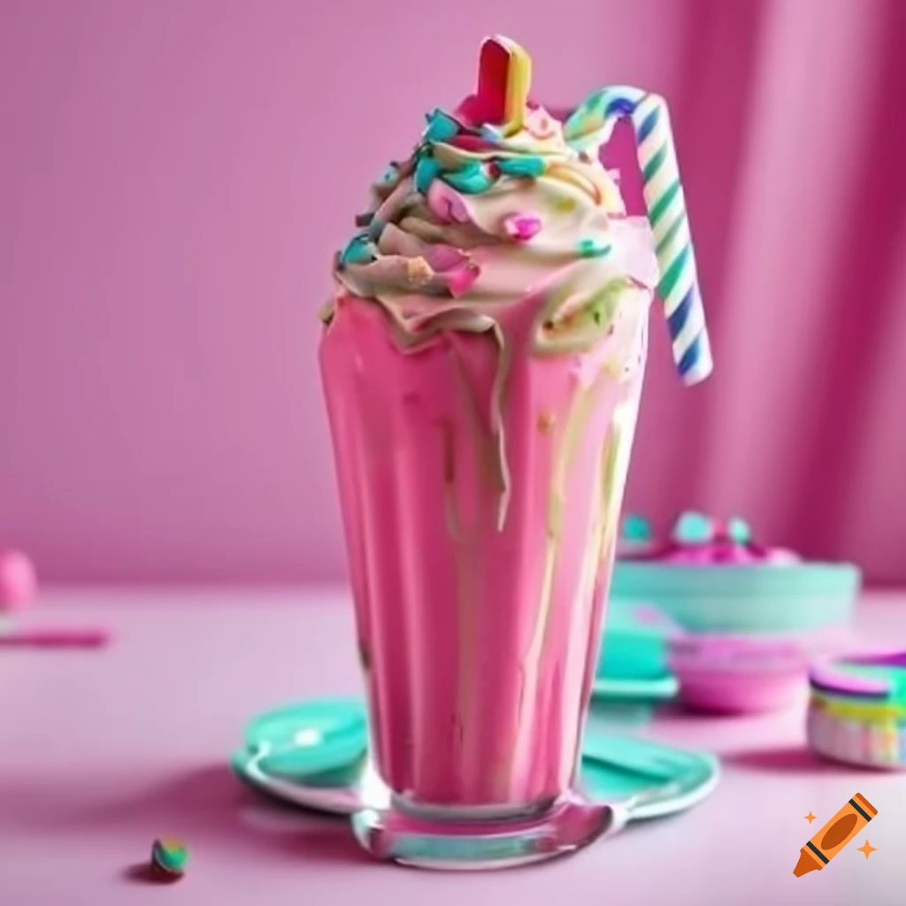 Colorful and decorative pink milkshake