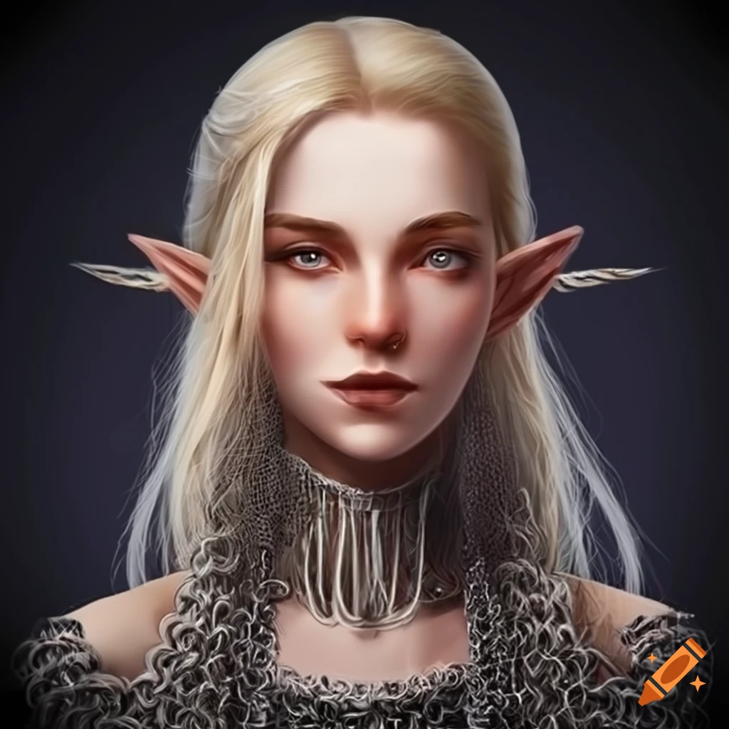 Photo of a young female elf wizard with blonde hair and silver ...
