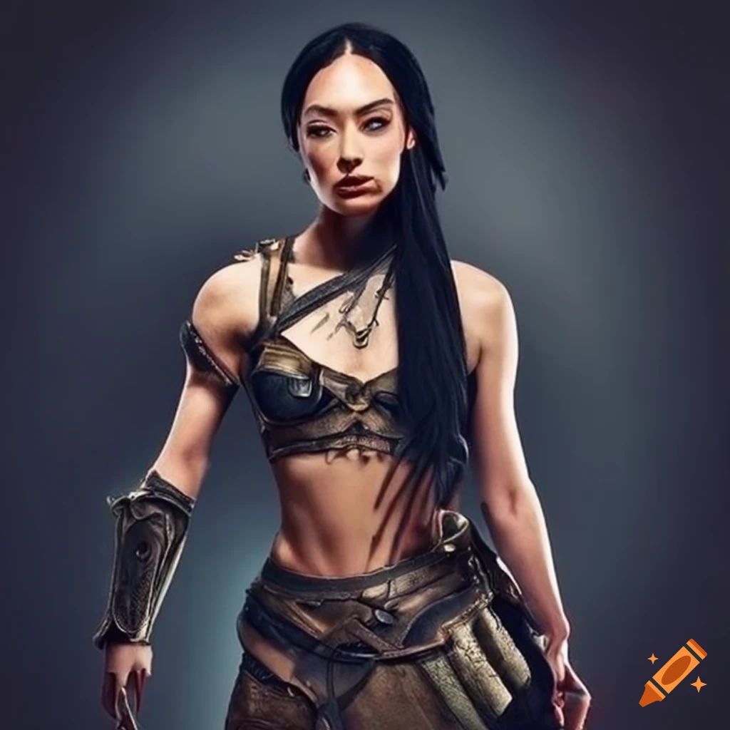 Cara gee in a warrior outfit ready for battle on Craiyon