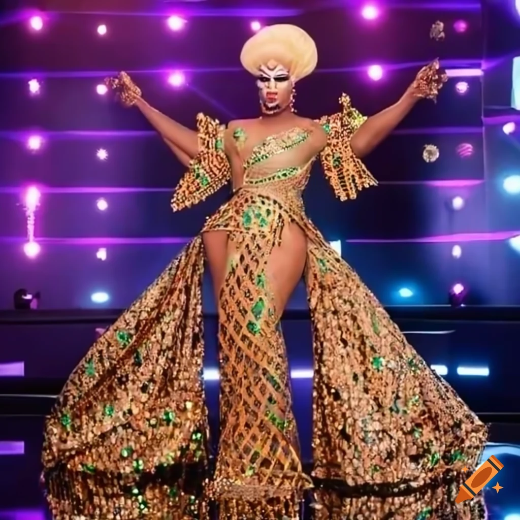 stunning drag queen in traditional West African inspired gown