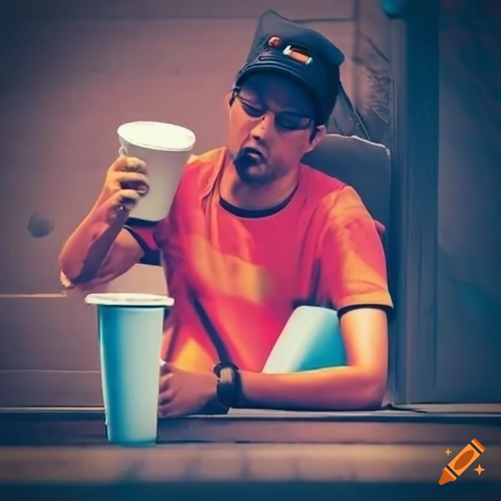 EMT drinking from a foam cup