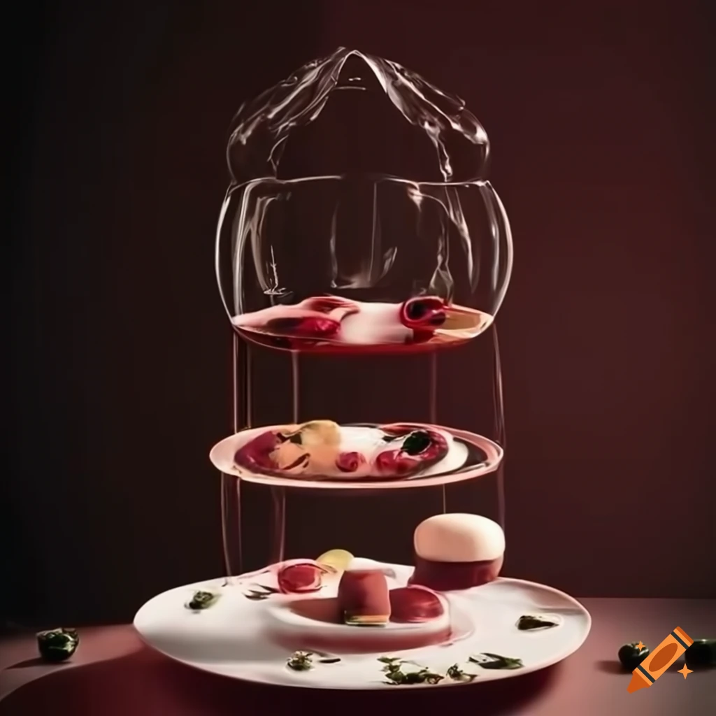 table filled with surrealistic pastries and desserts