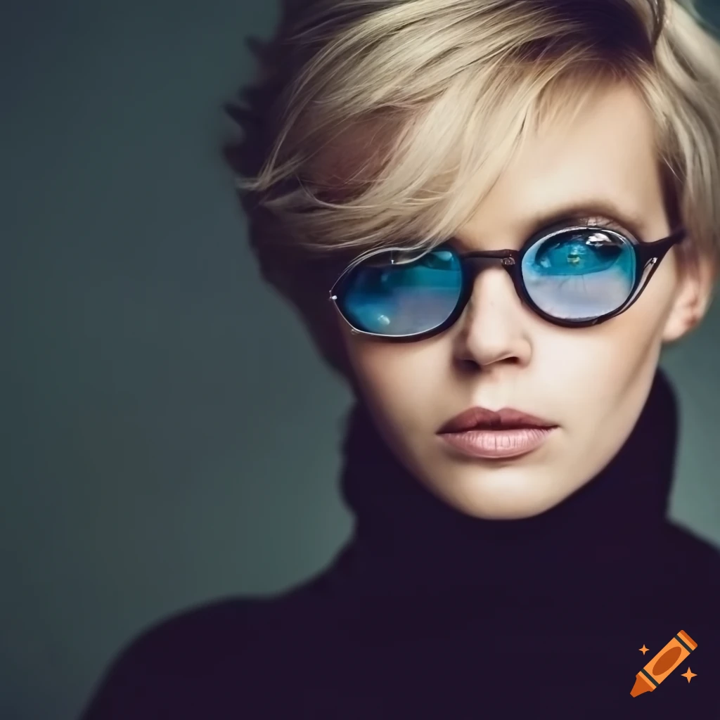 blonde woman with blue eyes and sunglasses