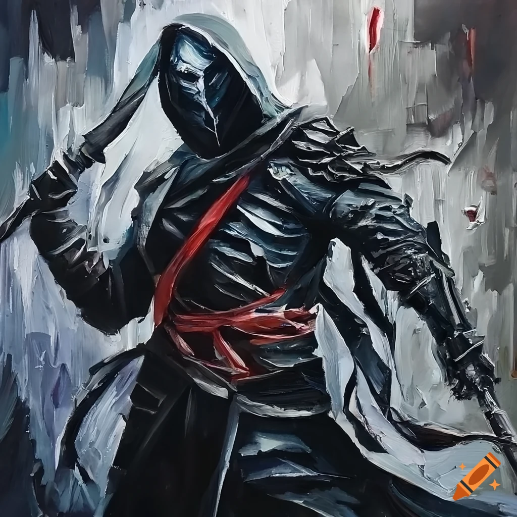 Knife palette painting of a mysterious killer on Craiyon