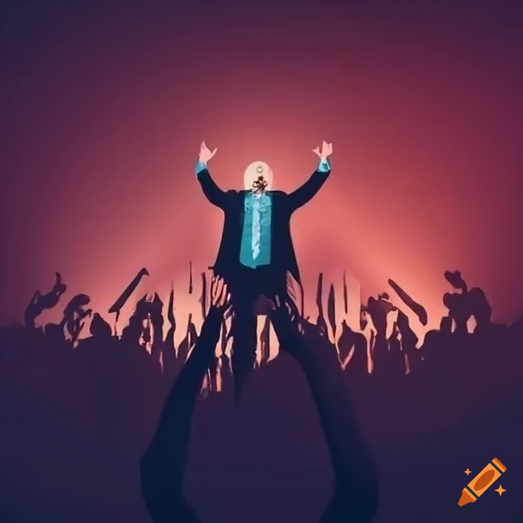 passionate speaker rallying a large crowd