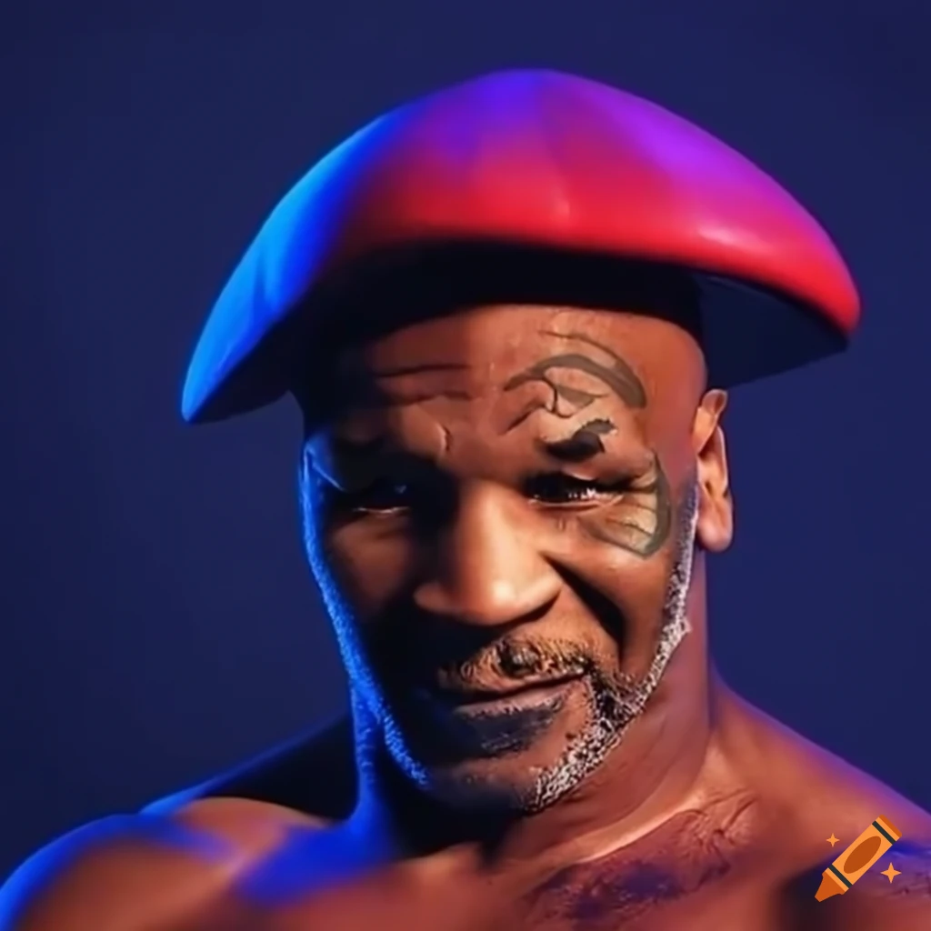 Mike Tyson posing with psychedelic mushrooms