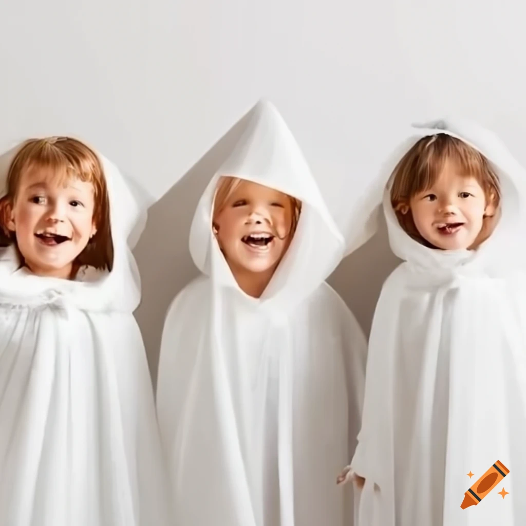 group of children in white cloaks