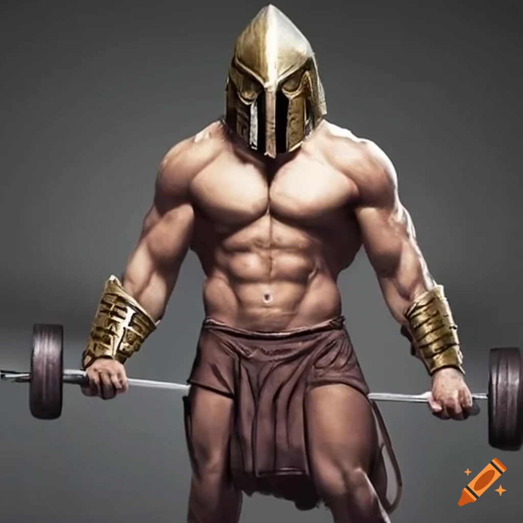 Spartan warrior lifting weights