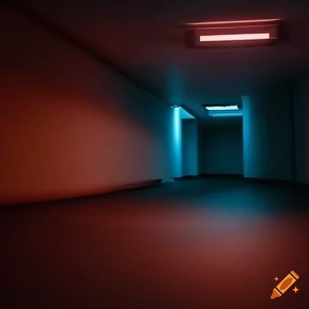 image of a realistic VHS camera in a yellow-lit empty office