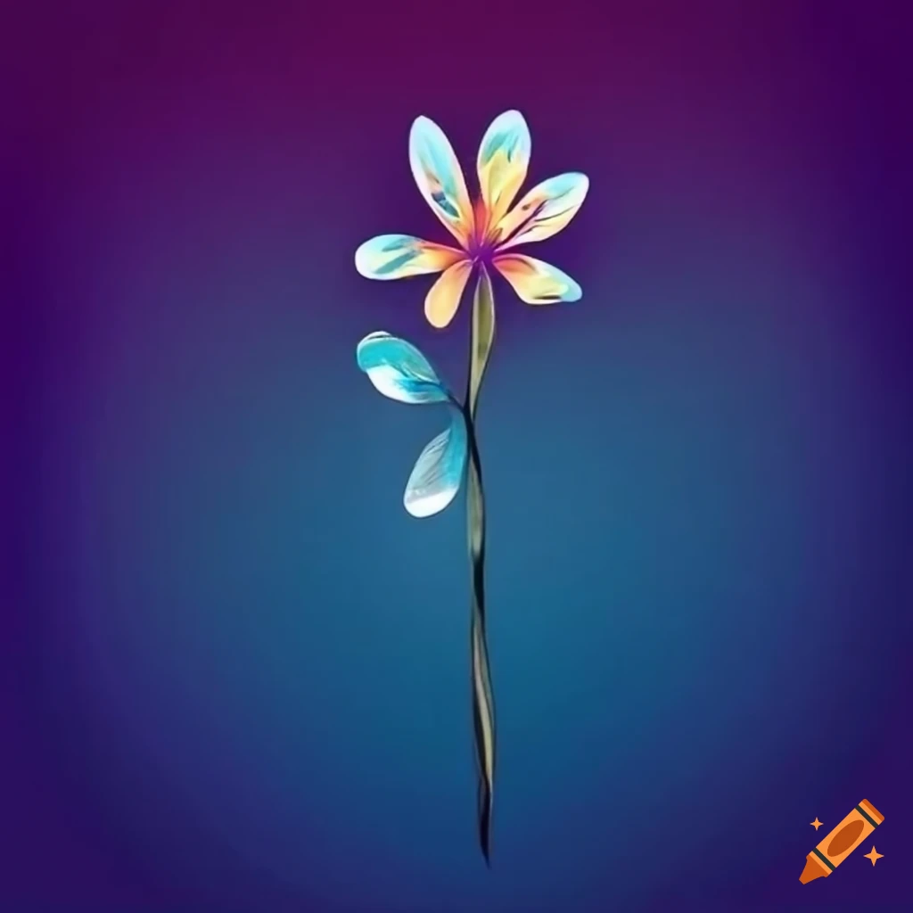 delicate long stem flower tattoo design