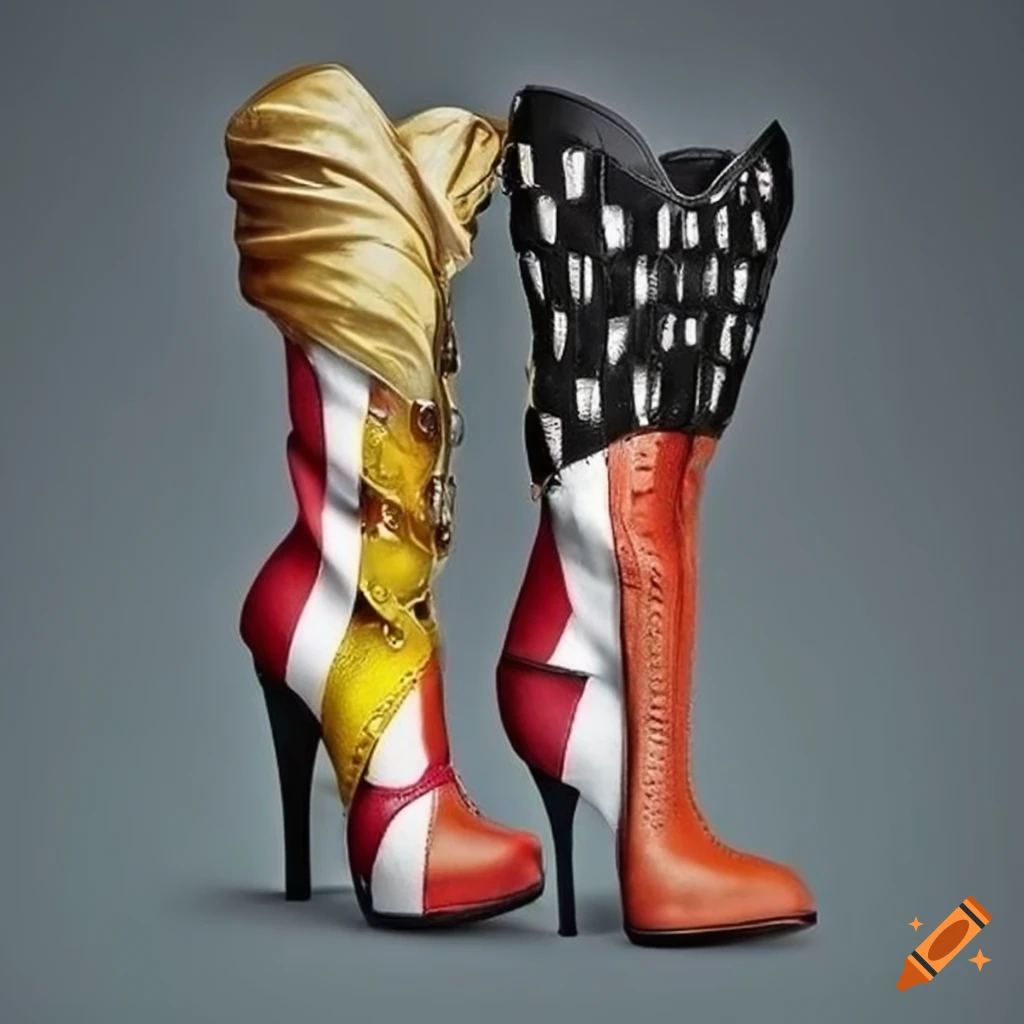 Futuristic cowboy ladies high heel boot and sunflower on Craiyon