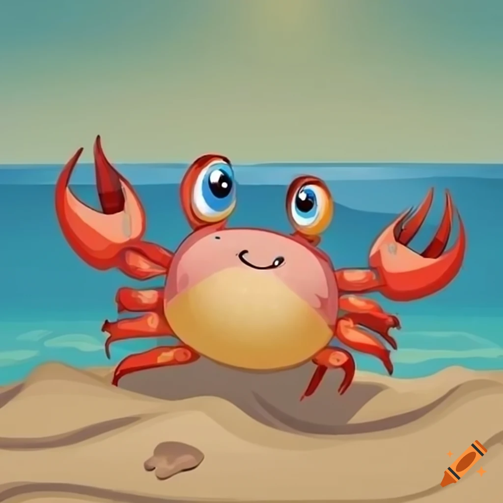 cartoon crab napping on the beach