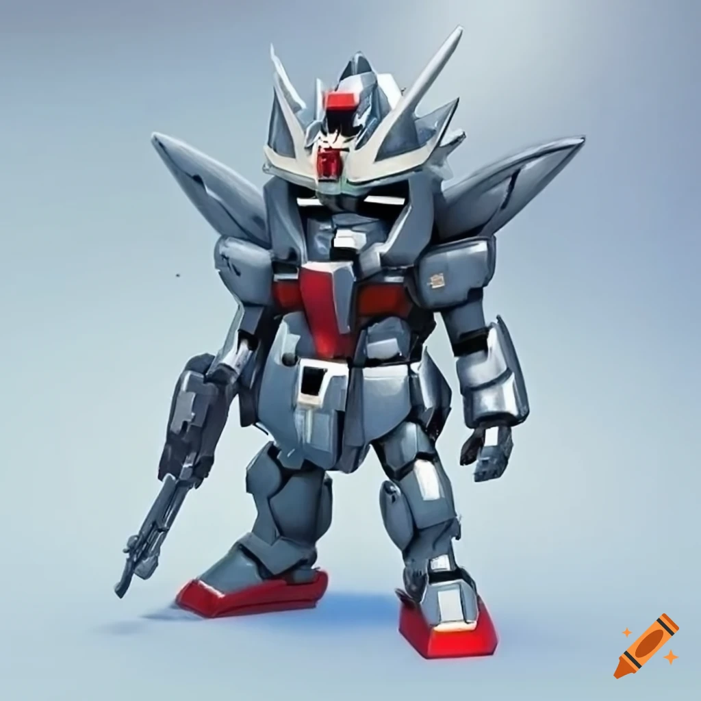 Chibi gundam robot with metallic armor on Craiyon