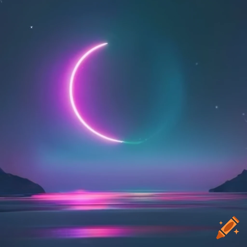 Neon Celestial New Moon On Craiyon