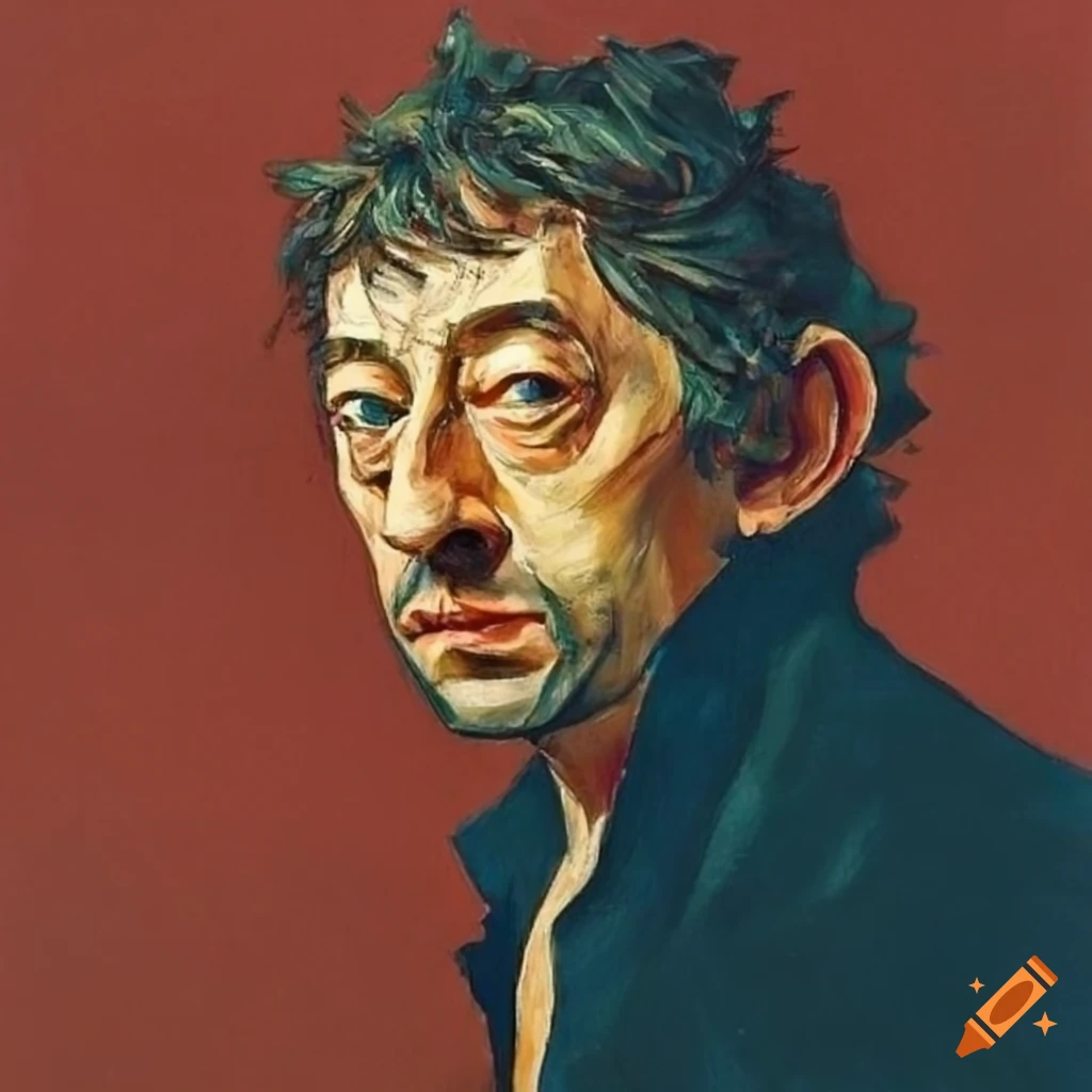 gouache painting of Serge Gainsbourg